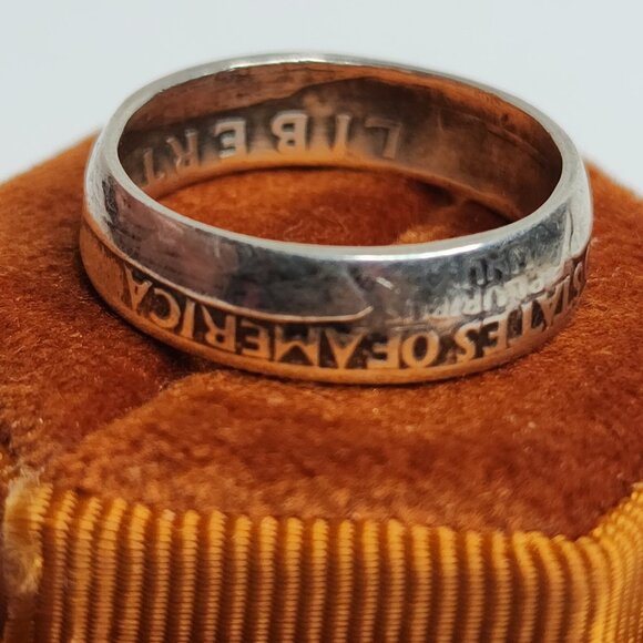 1964 Quarter Dollar Coin Ring Size 8 90% Silver Handmade Ring Tested USA Vintage - Picture 5 of 16